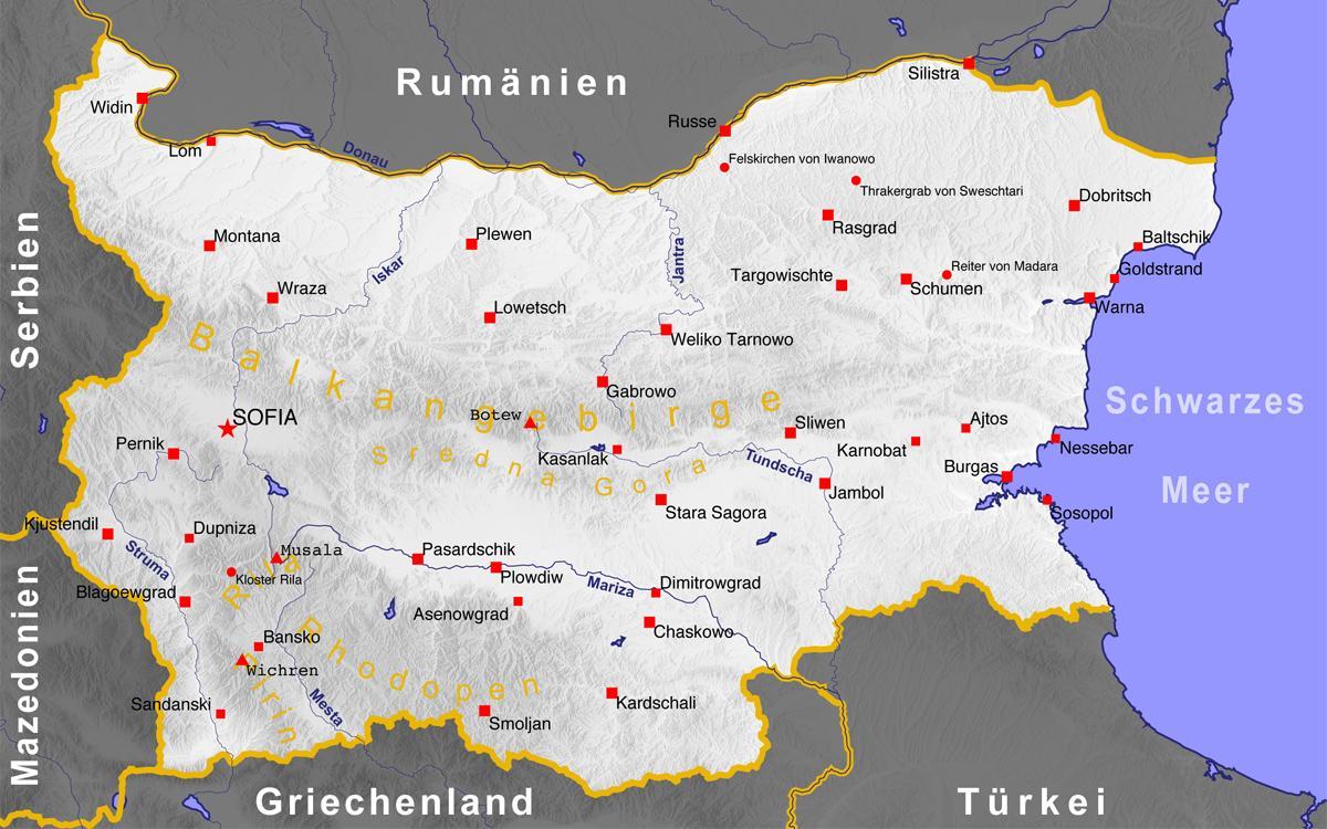 Bulgarije steden kaart