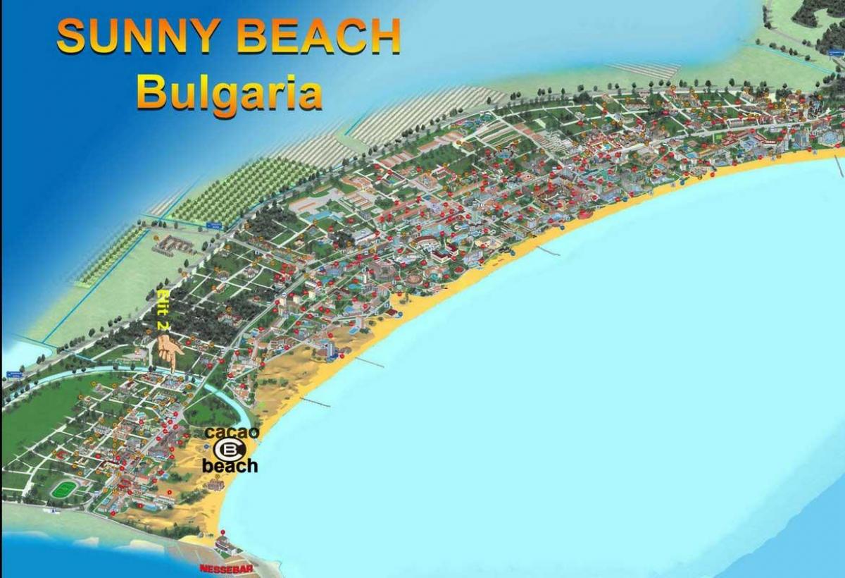 kaart van cacao beach Bulgarije