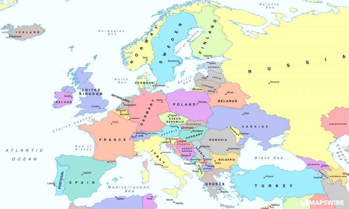 kaart van europa met Bulgarije