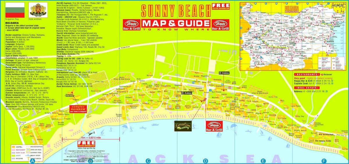 toeristische kaart van sunny beach Bulgarije