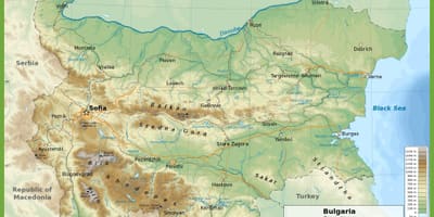 Bulgarije topografische kaart