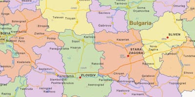 Kaart van Bulgarije politieke