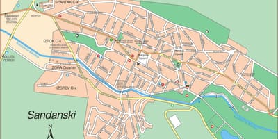 Kaart van sandanski Bulgarije